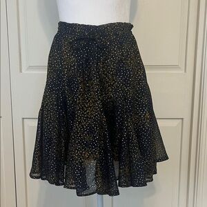 Sabina Musayev animal print silver polka dot double later chifon mini skirt
